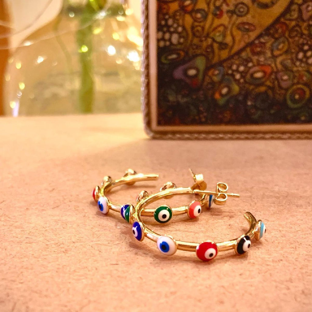 Gold Evil Eye Enamel Chandbali Earring For Women Bulk