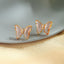 Butterfly Gold Pink Crystal Stud Earring Pair Women Bulk