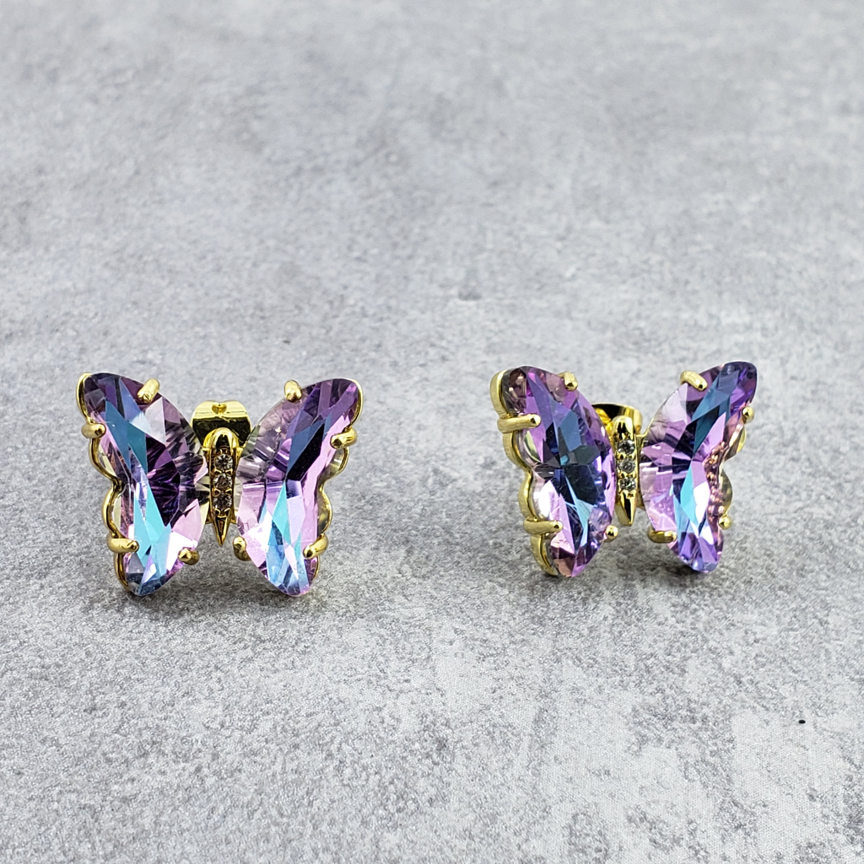 Butterfly Crystal Gold Stud Earring Pair For Women Bulk