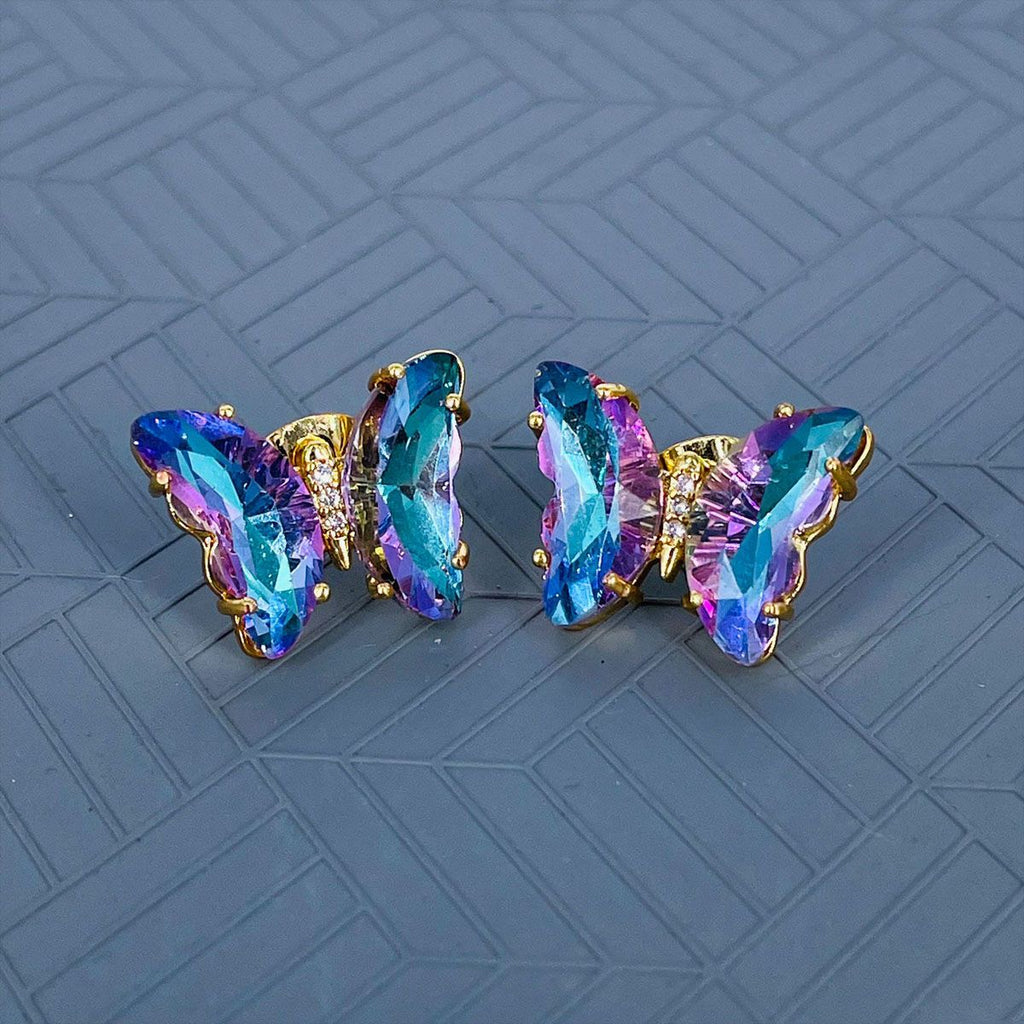 Butterfly Crystal Gold Stud Earring Pair For Women Bulk