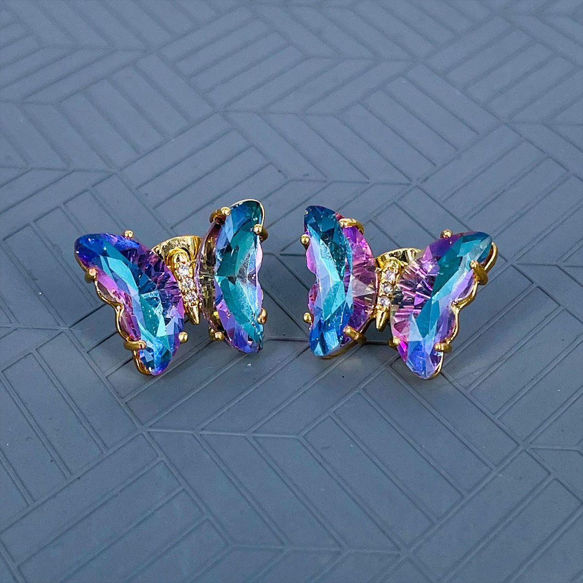 Butterfly Crystal Gold Stud Earring Pair For Women Bulk