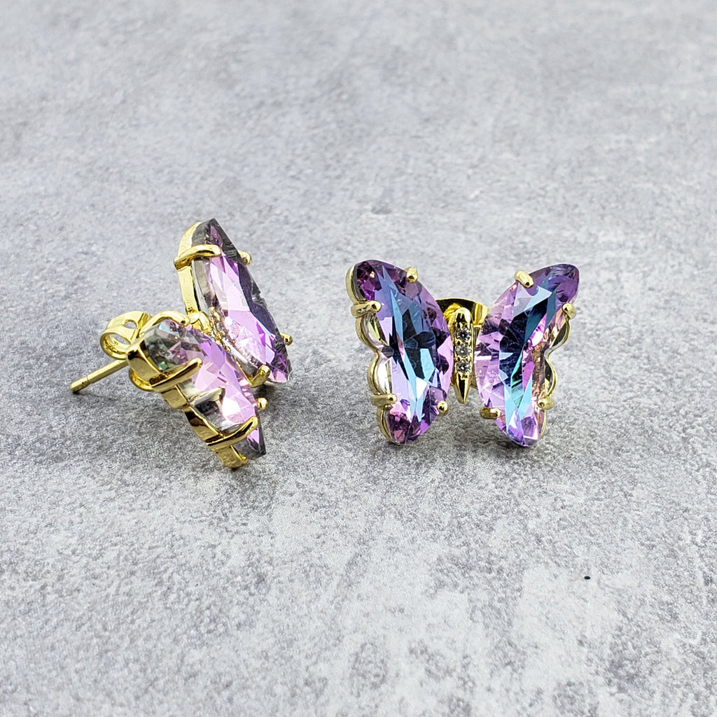 Butterfly Crystal Gold Stud Earring Pair For Women Bulk