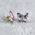 Butterfly Crystal Gold Stud Earring Pair For Women Bulk