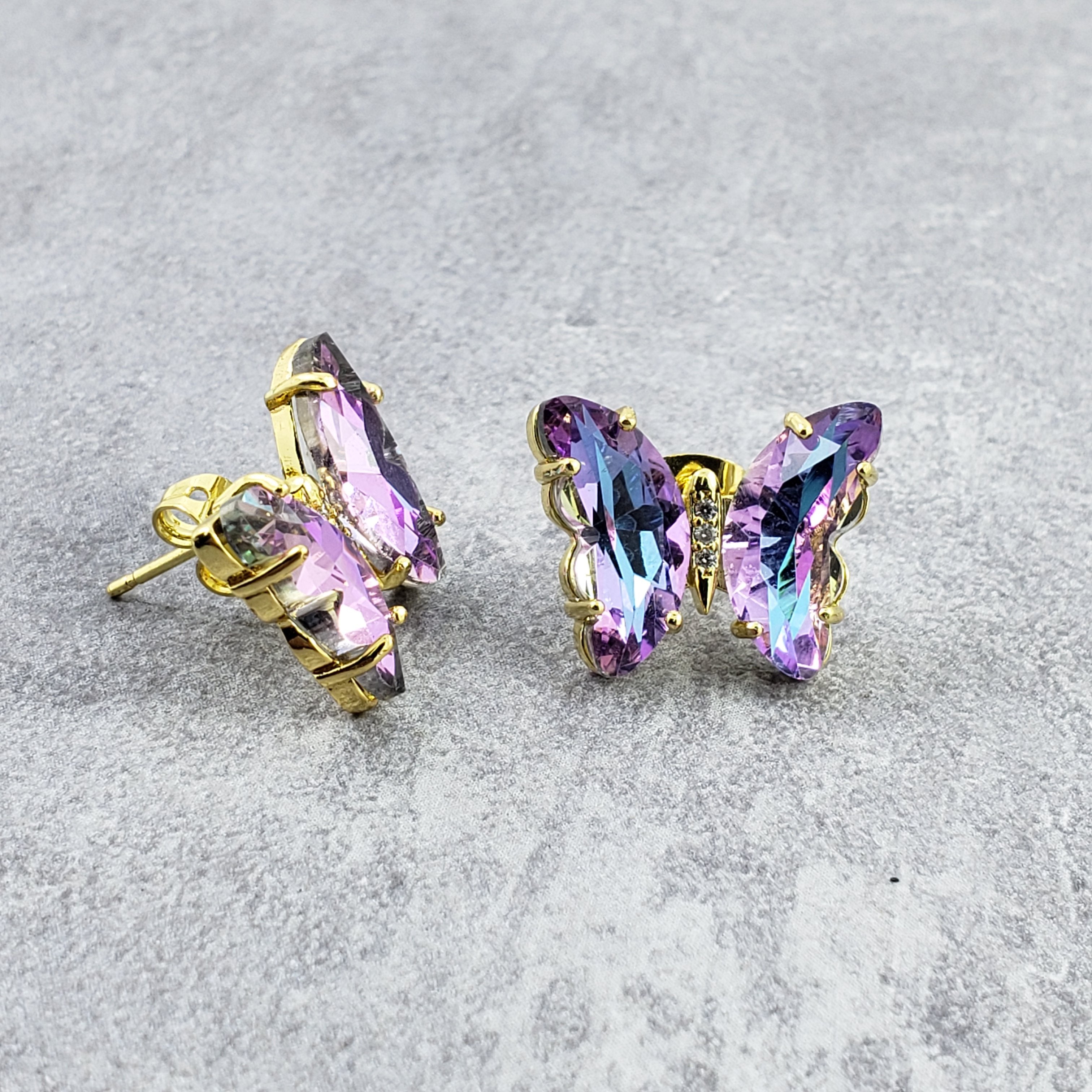 Butterfly Crystal Gold Stud Earring Pair For Women Bulk