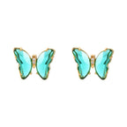 Butterfly Gold Green Crystal Stud Earring Pair Women Bulk
