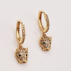 Panther Green Gold Copper American Diamonds Drop Earring Pair Bulk
