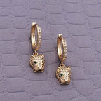 Panther Green Gold Copper American Diamonds Drop Earring Pair Bulk
