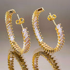 Copper Baguette Crystal CZ Gold Hoop Earring Pair Bulk
