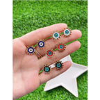 Sun Evil Eye Black Green Gold Copper Enamel Stud Earring Pair Bulk