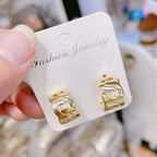 Curb Gold Hook Stud Earring Pair For Women Bulk