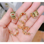 Curb Gold Hook Stud Earring Pair For Women Bulk