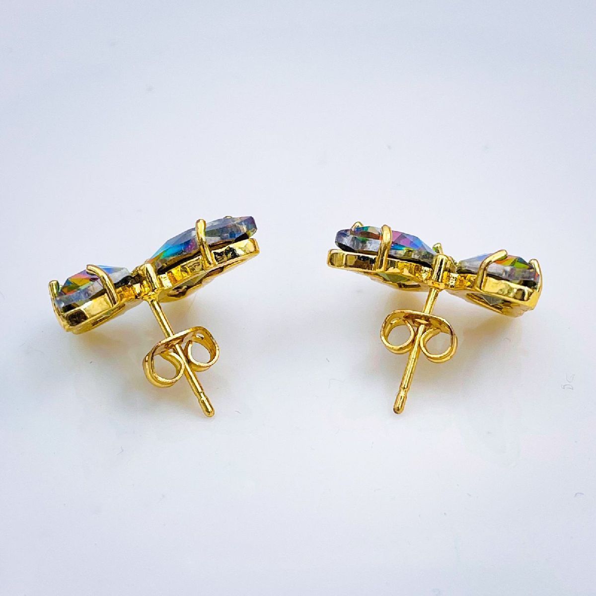Rainbow Multicolour Gold Copper Butterfly CZ Stud Pair Bulk Secondary image