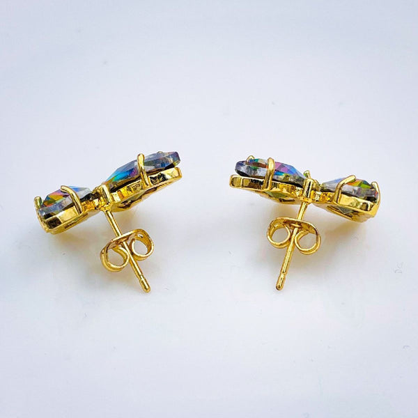 Rainbow Multicolour Gold Copper Butterfly CZ Stud Pair Bulk Secondary image