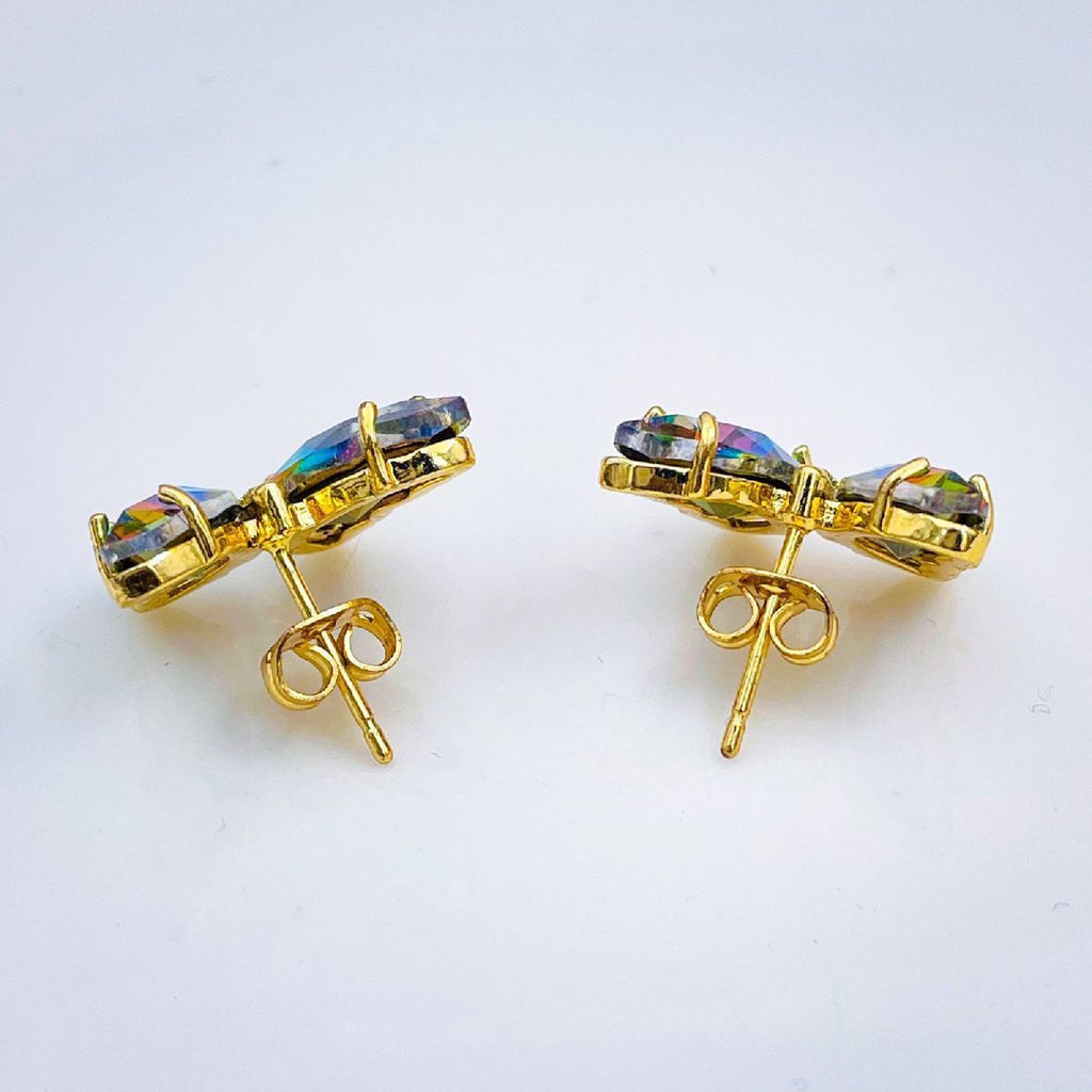 Rainbow Multicolour Gold Copper Butterfly CZ Stud Pair Bulk