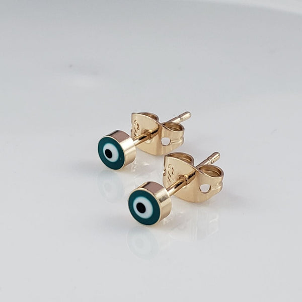 Tiny Evil Eye Gold Black Copper Enamel Stud Earring Pair Women Bulk Secondary image