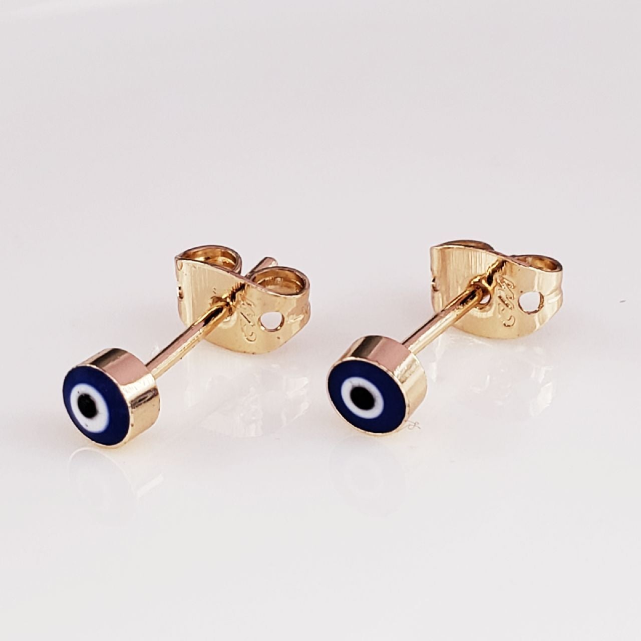 Tiny Evil Eye Gold Black Copper Enamel Stud Earring Pair Women Bulk