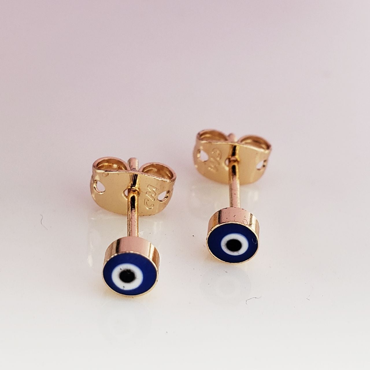 Tiny Evil Eye Gold Black Copper Enamel Stud Earring Pair Women Bulk