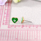 Evil Eye Tiny Black Heart Gold Stud Earring Pair Brass For Women Bulk
