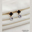 Flower Rose Gold Black CZ Stainless Steel Stud Earring Pair Bulk
