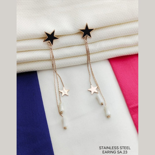 Start Rose Gold Black Stainless Steel Tassel Earring Pair Women Bulk Main image