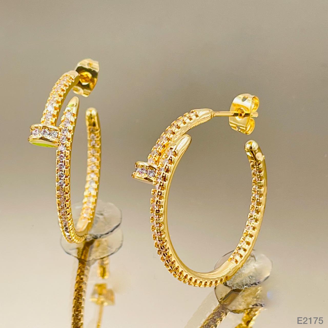 Gothic Nail CZ Gold Copper Stud Chandbali Earring Pair Bulk Main image