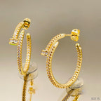 Gothic Nail CZ Gold Copper Stud Chandbali Earring Pair Bulk