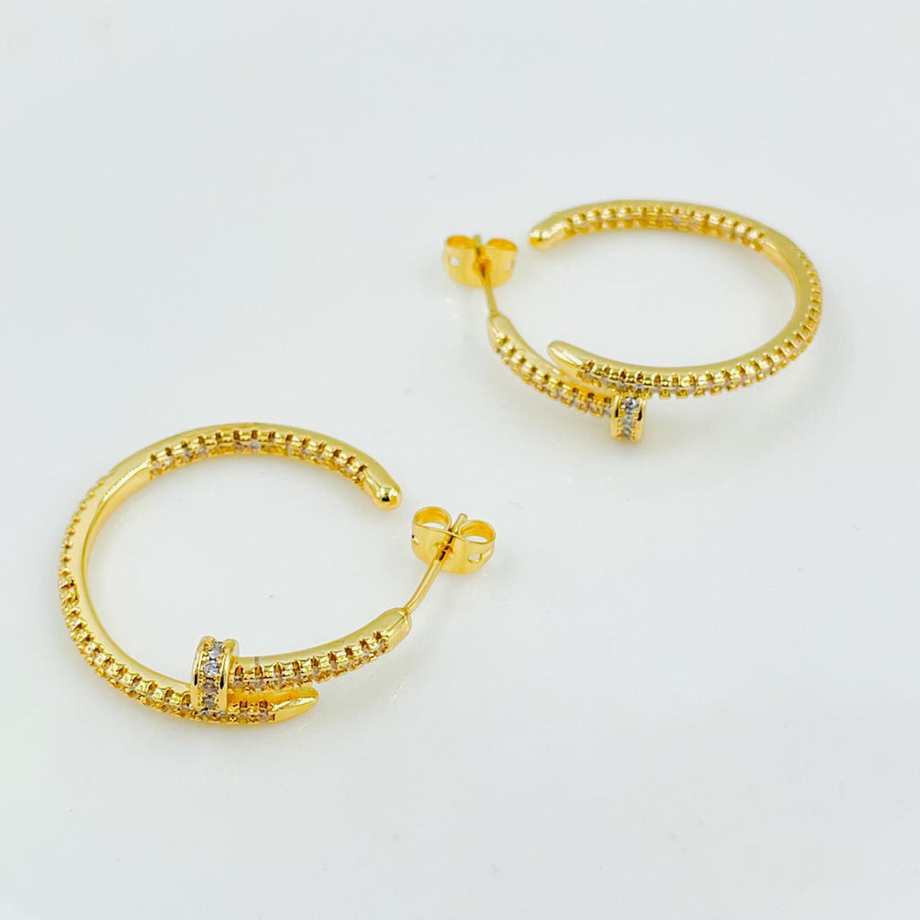 Gothic Nail CZ Gold Copper Stud Chandbali Earring Pair Bulk