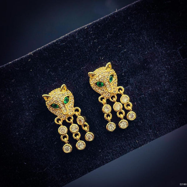 Copper Panther Cubic Zirconia Gold Stud Drop Earring Pair Women Bulk Main image
