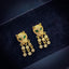 Copper Panther Cubic Zirconia Gold Stud Drop Earring Pair Women Bulk