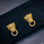 Copper Panther Cubic Zirconia Crystal Gold Stud Earring Pair Bulk