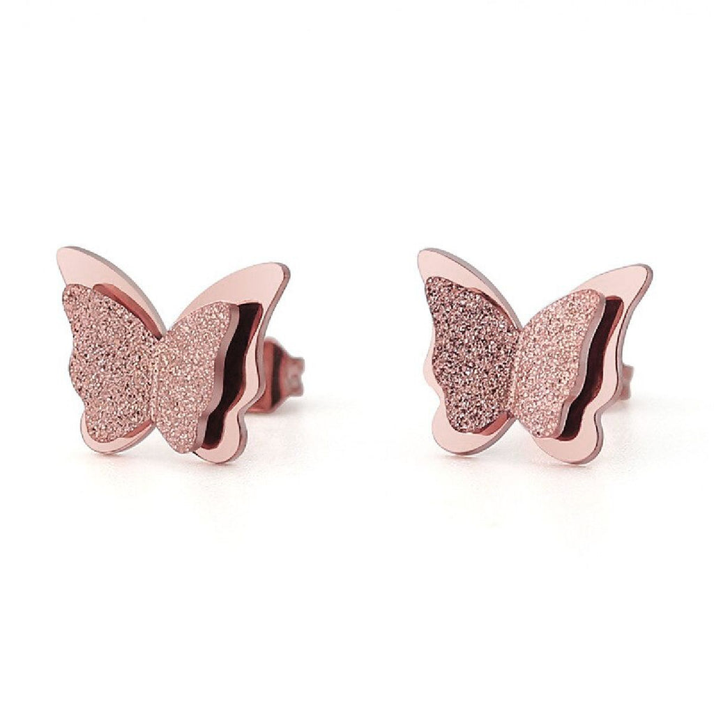 Copper Butterfly Rose Gold Stud Earring Pair For Women Bulk