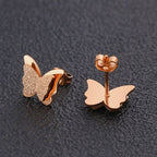 Copper Butterfly Rose Gold Stud Earring Pair For Women Bulk