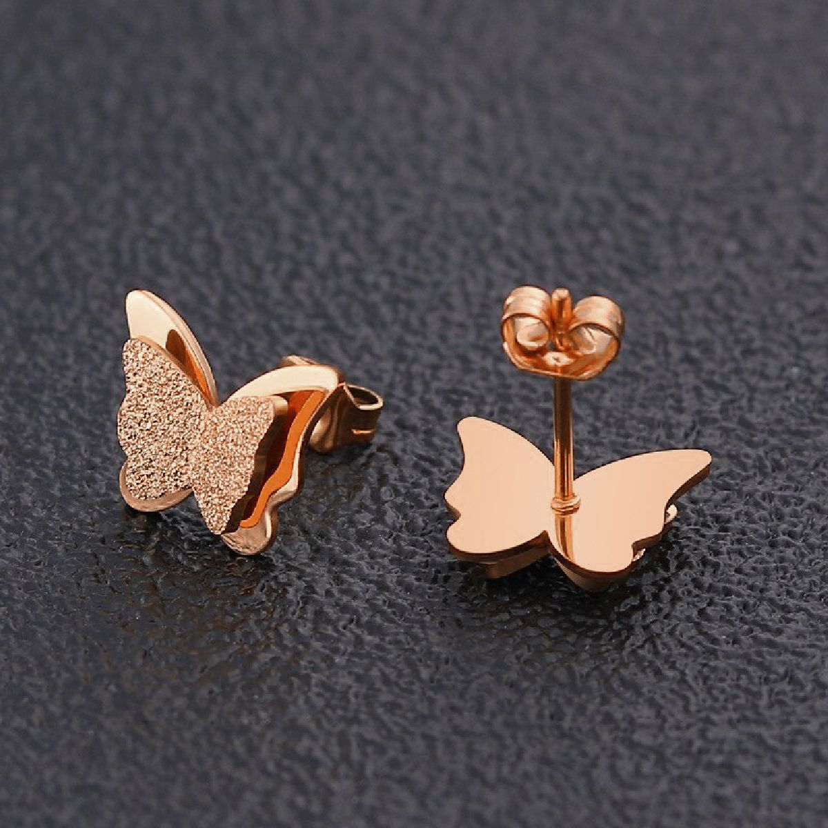 Copper Butterfly Rose Gold Stud Earring Pair For Women Bulk
