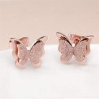 Copper Butterfly Rose Gold Stud Earring Pair For Women Bulk