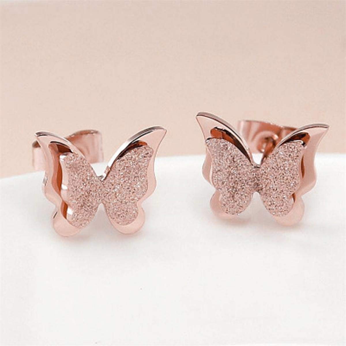 Copper Butterfly Rose Gold Stud Earring Pair For Women Bulk