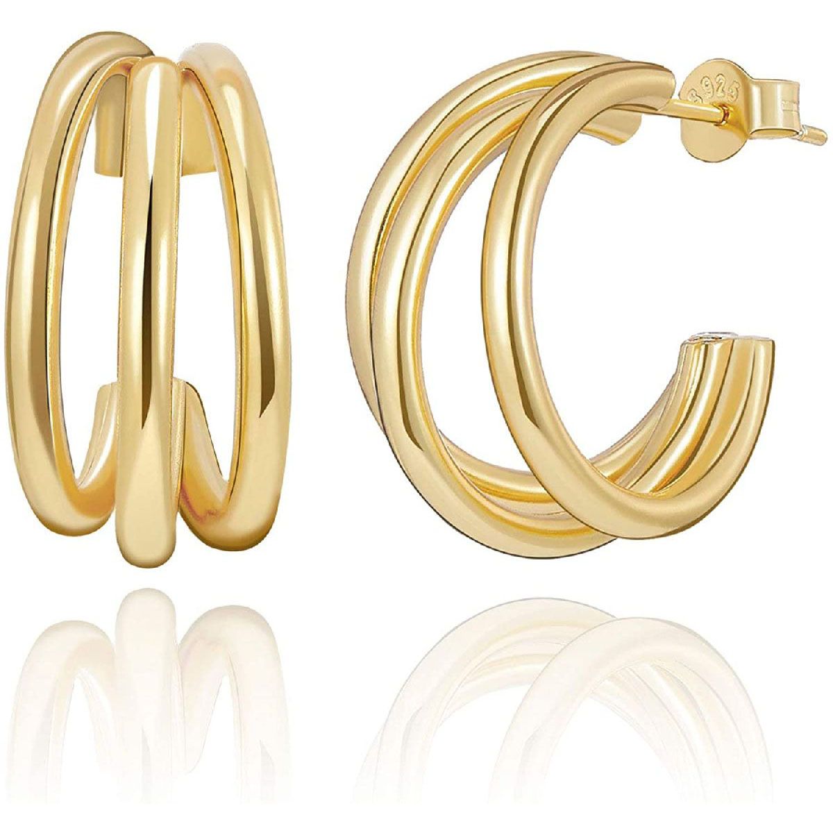Stylish Copper Gold Triple Hoop Earring Pair Women Bulk