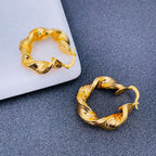 Stainless Steel Curly Gold Hoop Earring Pair For Women Bulk