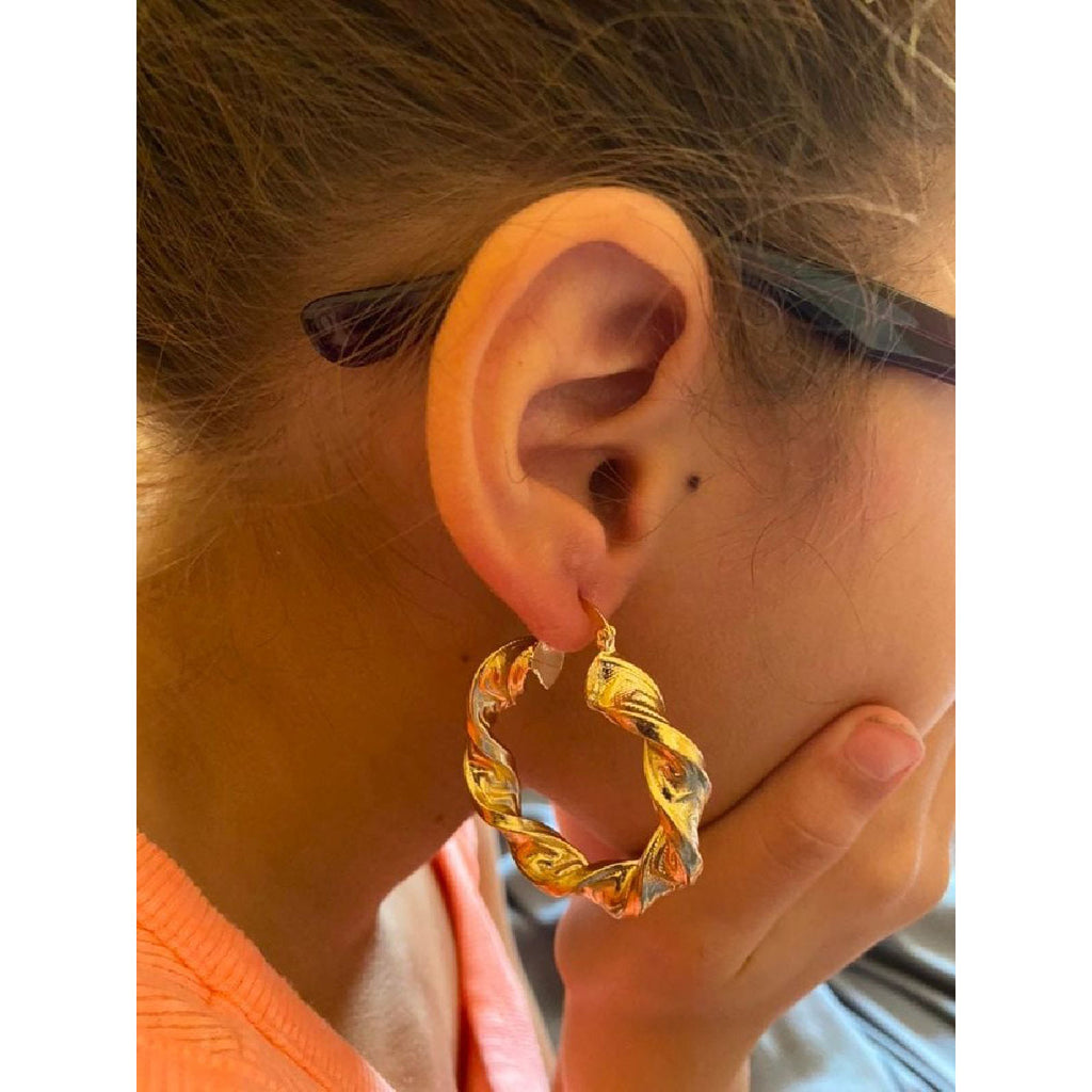 Stainless Steel Curly Gold Hoop Earring Pair For Women Bulk