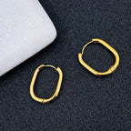 Stainless Steel Oval Rectangle Gold Hoop Earring Pair For Women Bulk