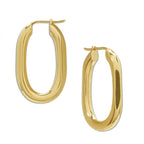 Stainless Steel Oval Rectangle Gold Hoop Earring Pair For Women Bulk