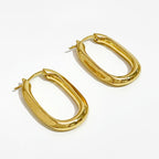Stainless Steel Oval Rectangle Gold Hoop Earring Pair For Women Bulk