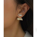 Neon Pink Double Sided Butterfly Gold Ear Cuff Earring Pair Bulk
