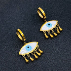Copper Evil Eye Gold White Mother Of Pearl Drop Earring Pair Bulk