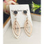Stainless Steel Rose Gold Oval CZ Dangler Earring Pair Bulk