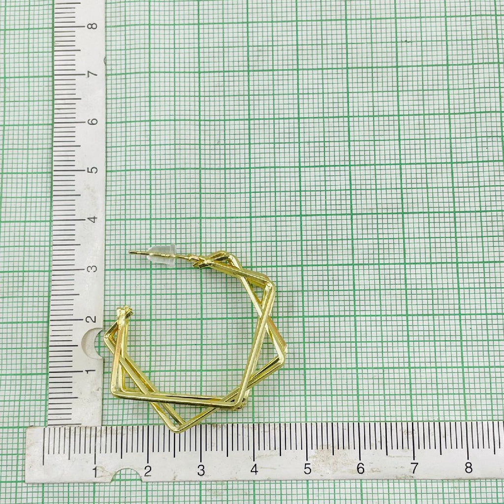 Double Square Geometric Gold Copper Hoop Earring Pair for Women
