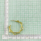 Double Square Geometric Gold Copper Hoop Earring Pair for Women
