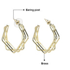 Double Square Geometric Gold Copper Hoop Earring Pair for Women