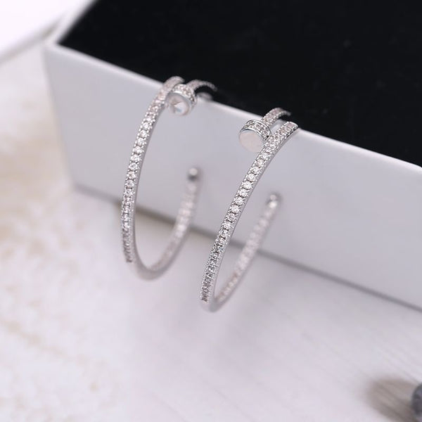 Classic CZ Silver Copper Hoop Earring Pair Bulk Main image