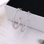 Classic Nail CZ Silver Copper Hoop Earring Pair Bulk