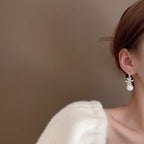 Floral Baguette Pearl 18K Gold Stud Drop Earring Pair For Women Bulk